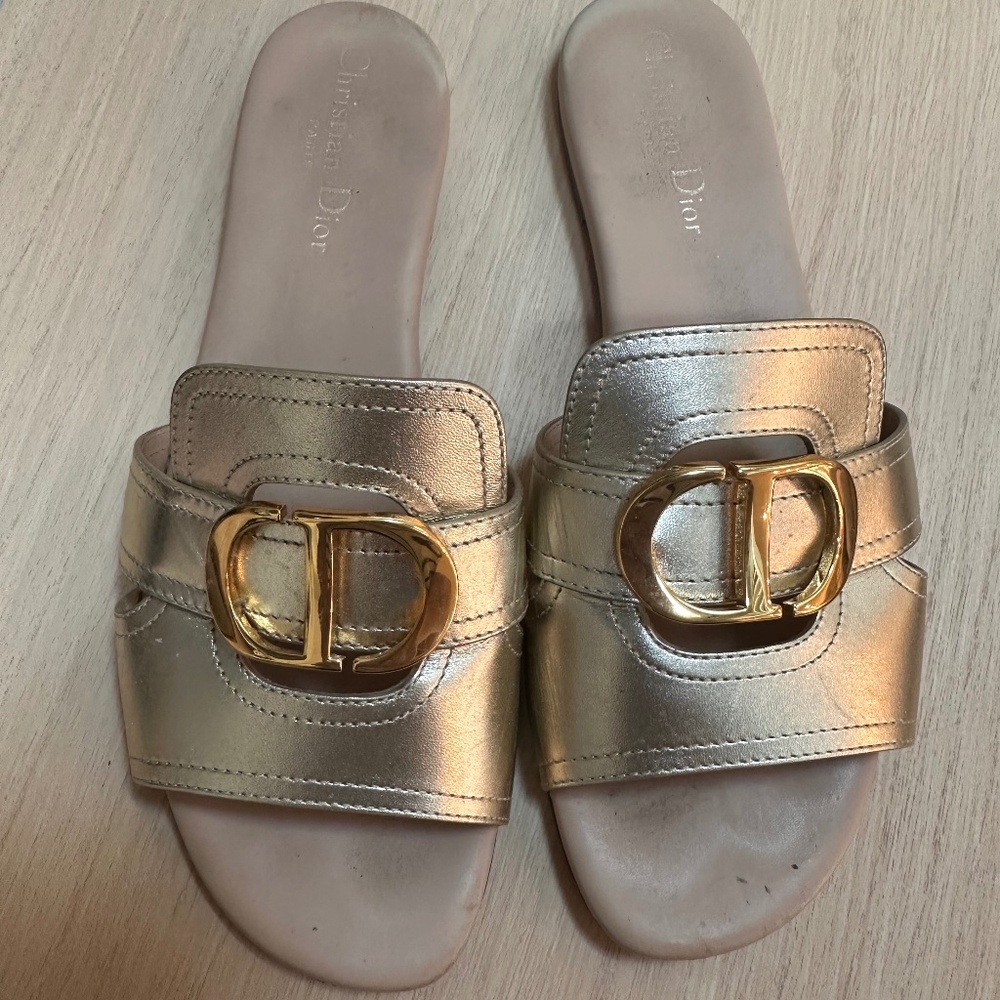 Christian Dior gold sandals